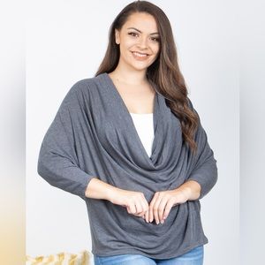 Cowl neck line dolman gray top